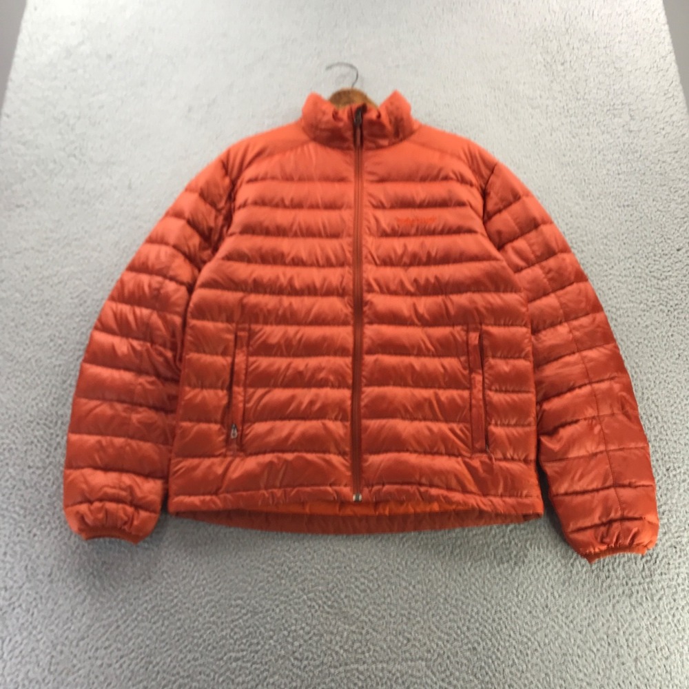 Marmot Jacket Mens Medium Orange 700 Down Fill Lightweight Puffer Full Zip Gorp